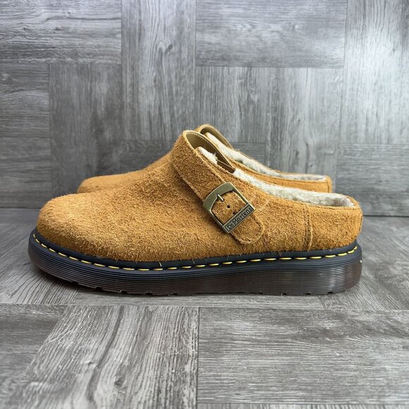Dr. Marten ISHAM Men's size 11 Faux Shearling Lined Suede Wheat Mule - Picture 2 of 7